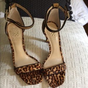 Vince Camuto animal print ankle strap heels